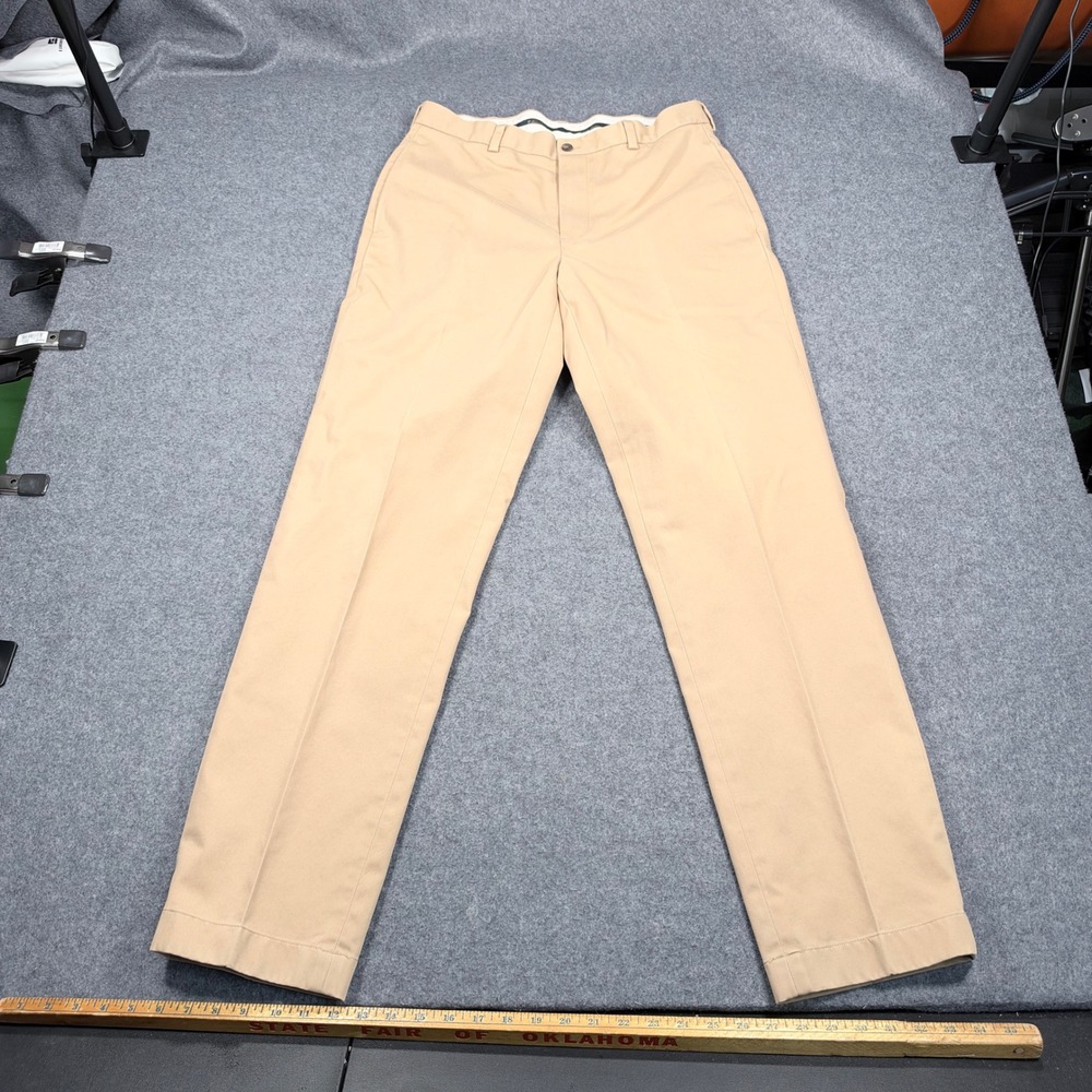 Brooks Brothers Advantage Chino Clark Fit Khaki Pants 34x34 Tan Cotton Mens